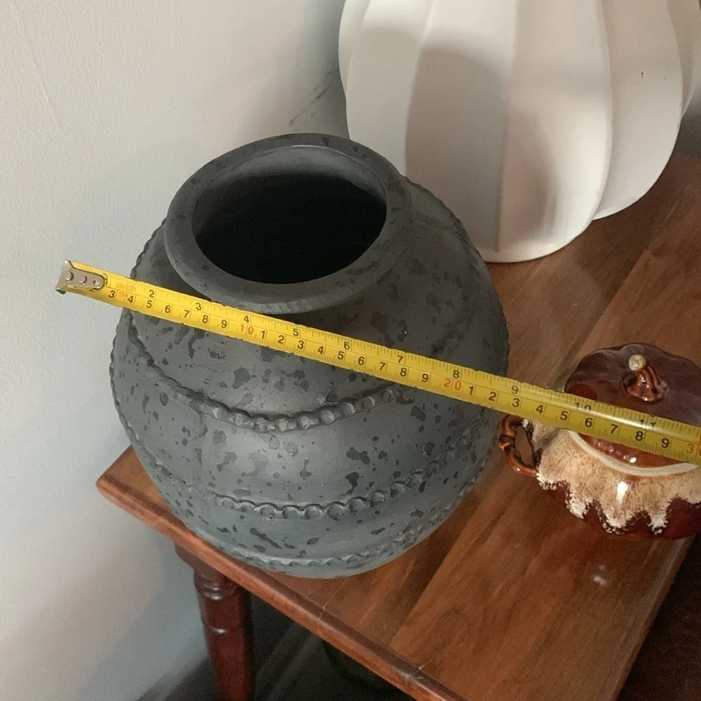terracotta grace vase‎ art handmade charcoal gray spotted home decor neutral